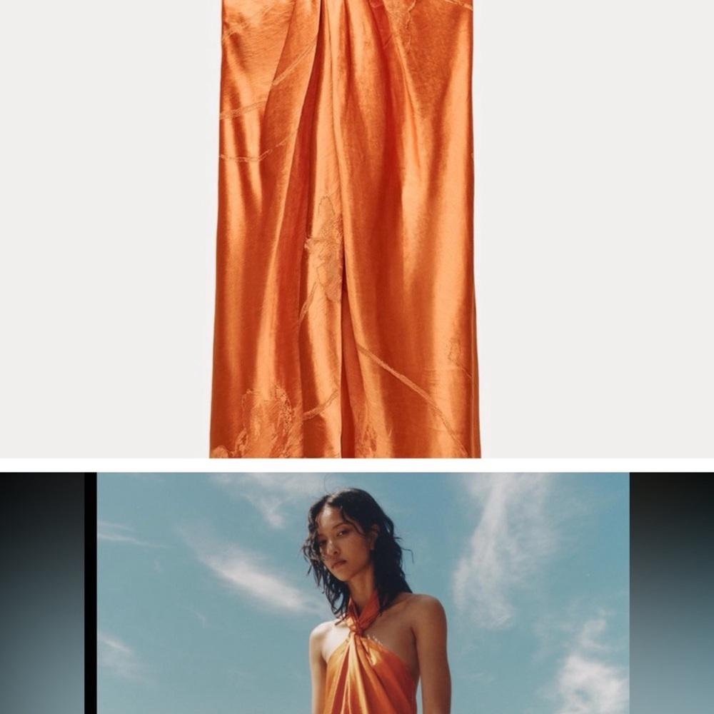 Zara Orange Halter Sundress Resort Wear